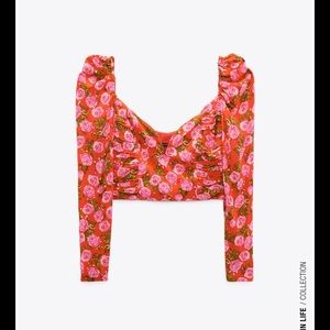 Zara floral draped top